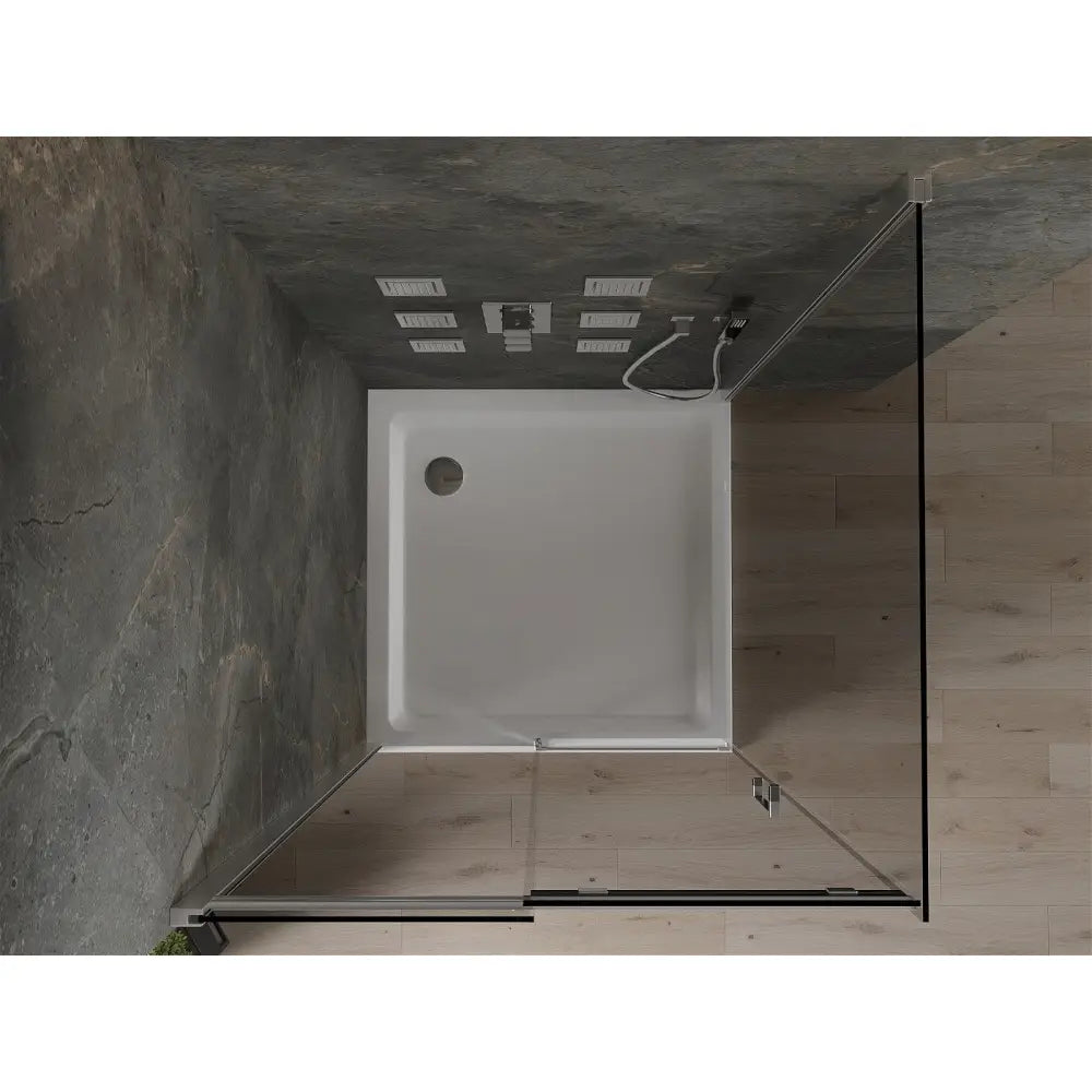 Dusjhjørne med Dusjbrett Skyvedør 100x100 Cm Grafitt