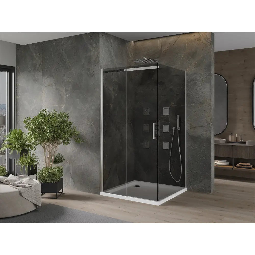 Dusjhjørne med Dusjbrett Skyvedør 100x100 Cm Grafitt