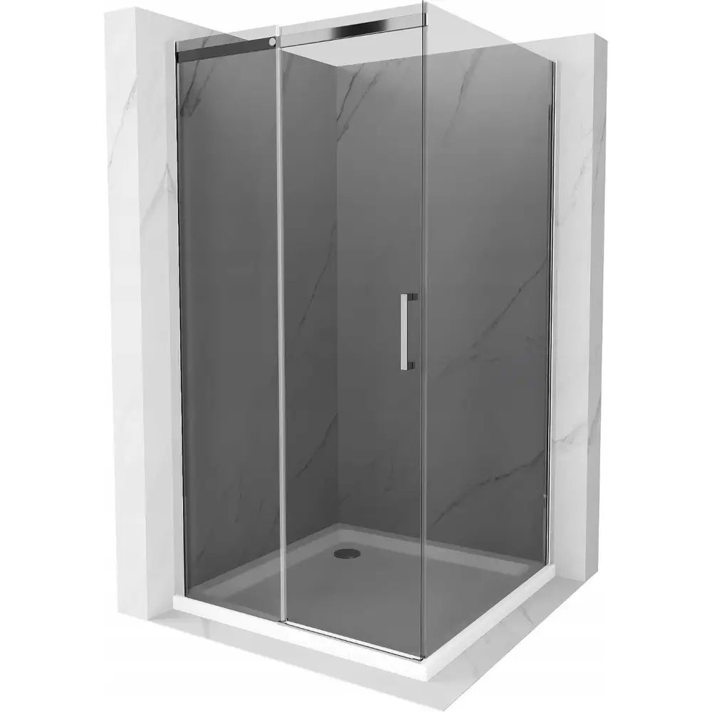 Dusjhjørne med Dusjbrett Skyvedør 100x100 Cm Grafitt