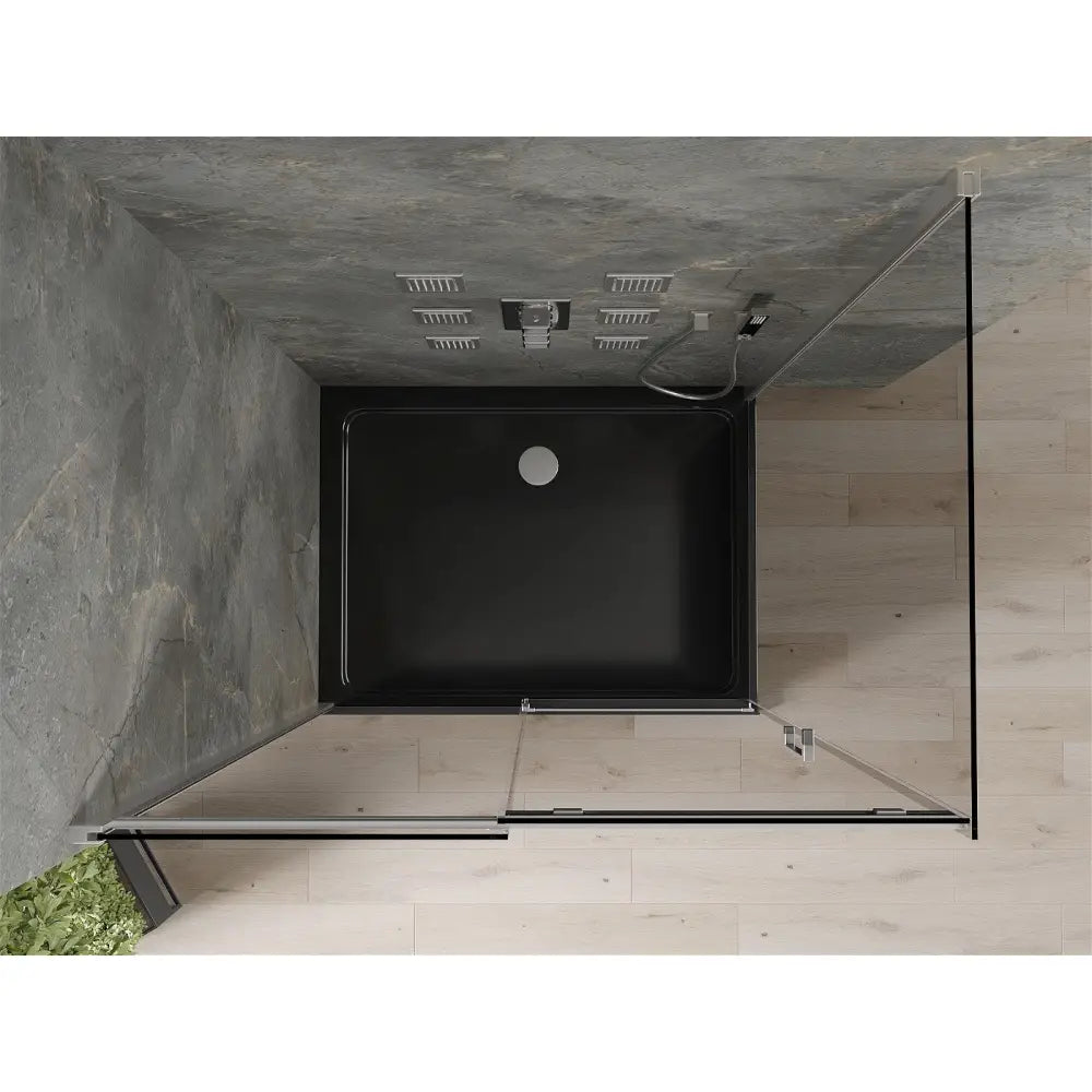 Dusjhjørne med Dusjbrett 100x80 Cm Skyvedør Grafitt