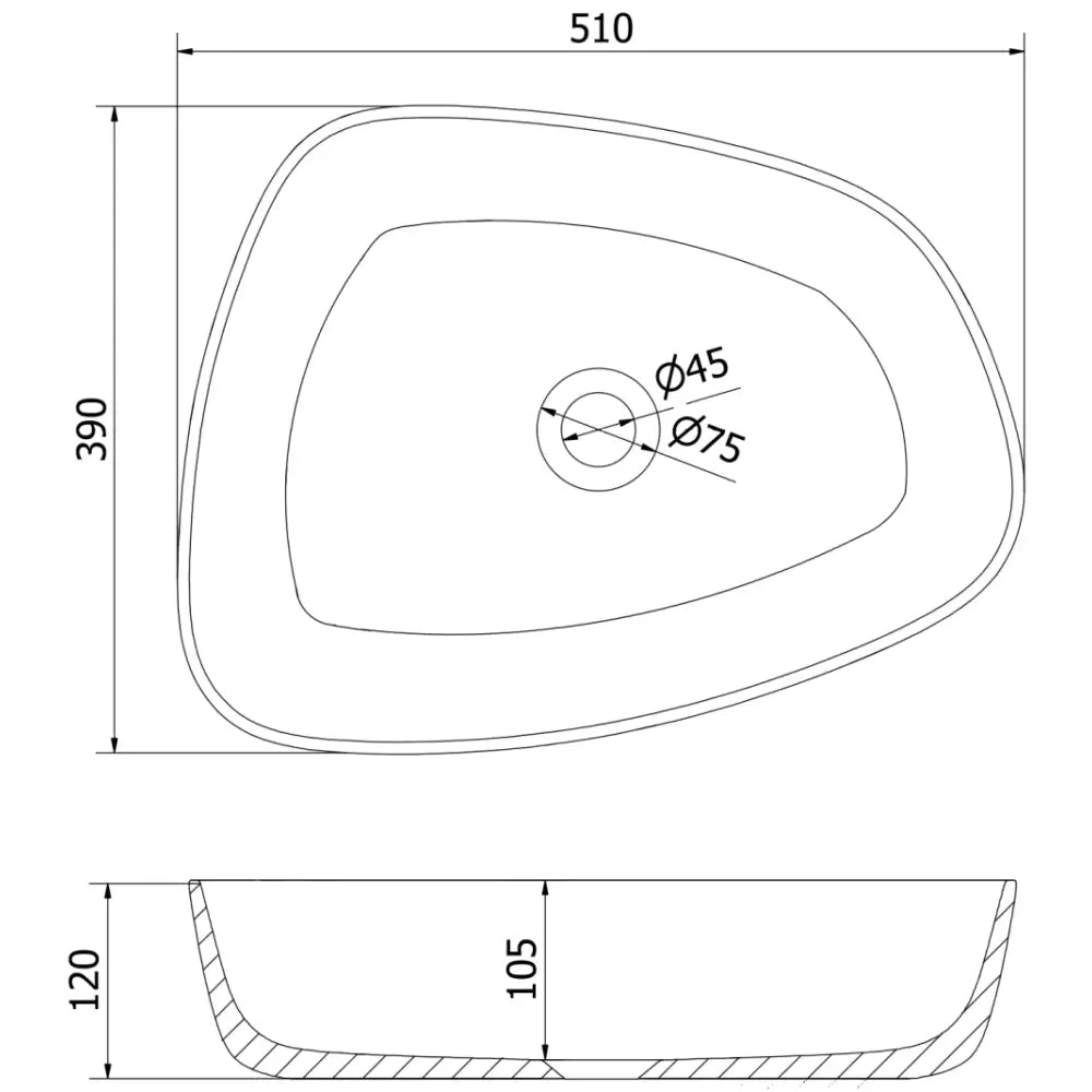 Mexen Ono Servant for Benkeplate i Kompositt 51x39 Cm Hvit