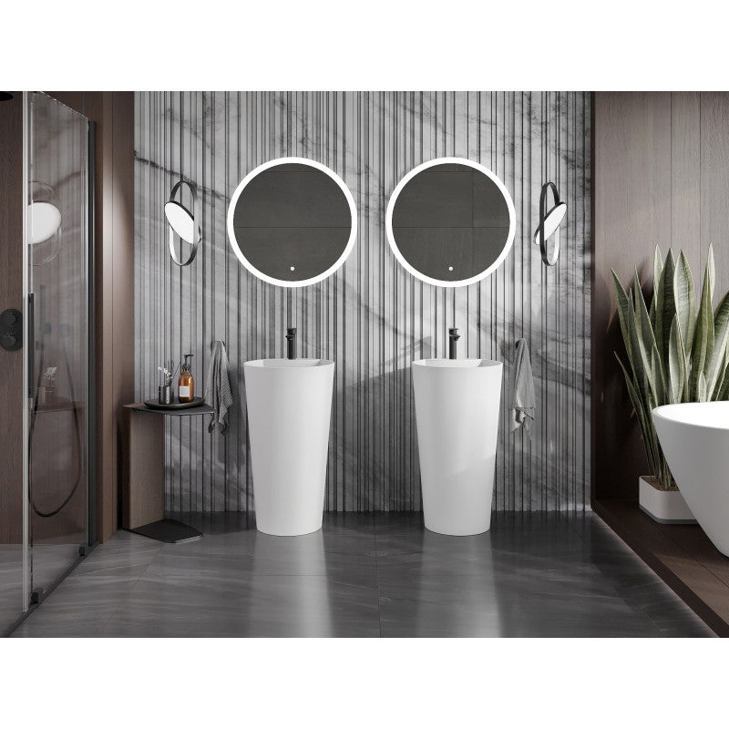 Servant Mexen Onyx-02 45x45 cm vist fra siden i matt hvit
