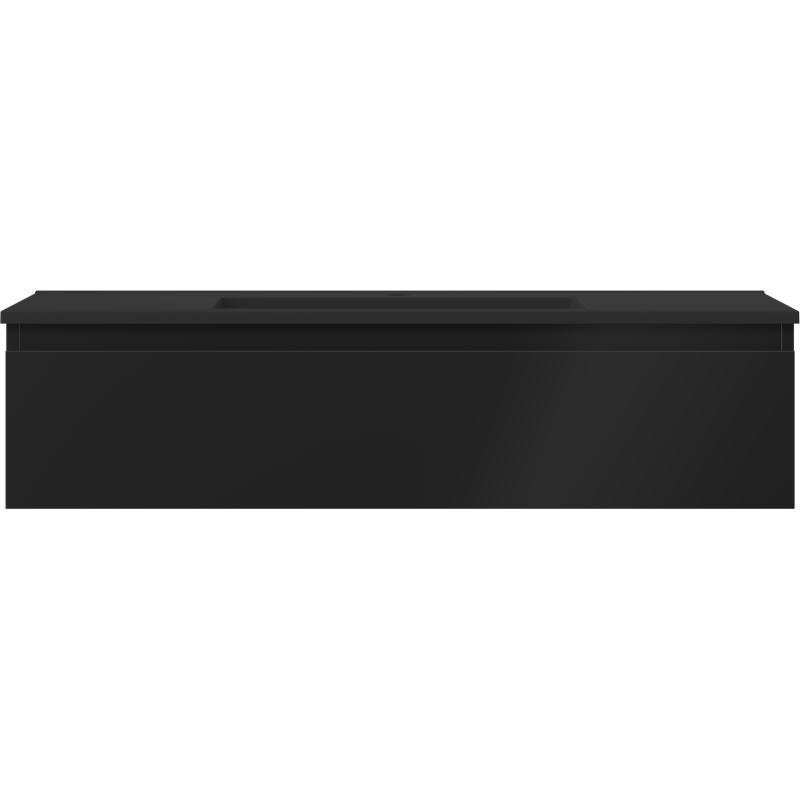 Servant med skap i svart matt finish, rektangulær modell Mexen Orio/Otis vist forfra.