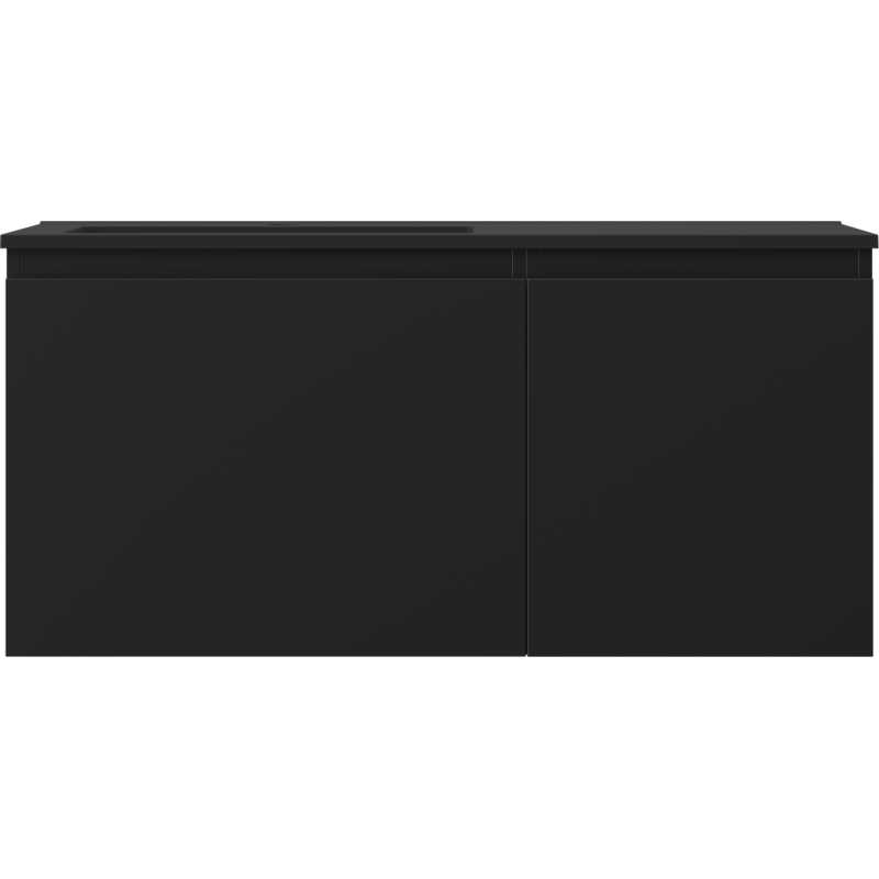 Servant med skap 100 cm svart matt Mexen Orio Otis med to glatte fronter sett forfra.