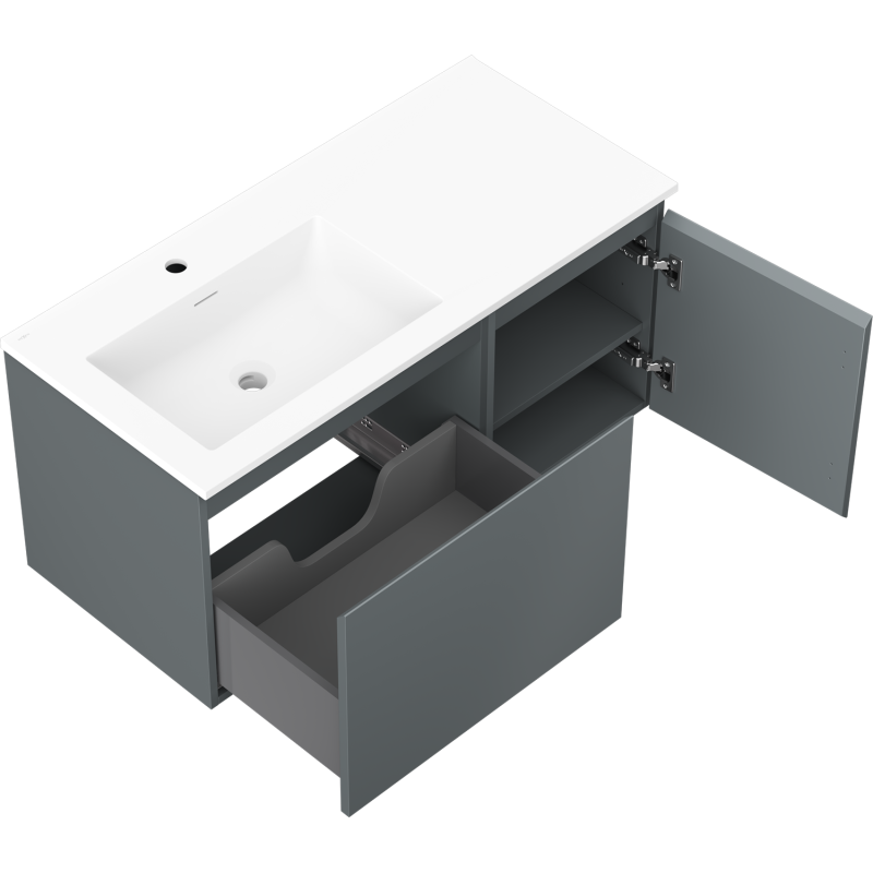 Servantskap med vask 100 cm grafitt/hvit matt Mexen Orio – 91A13-10047-3-BBFF66-W18L01