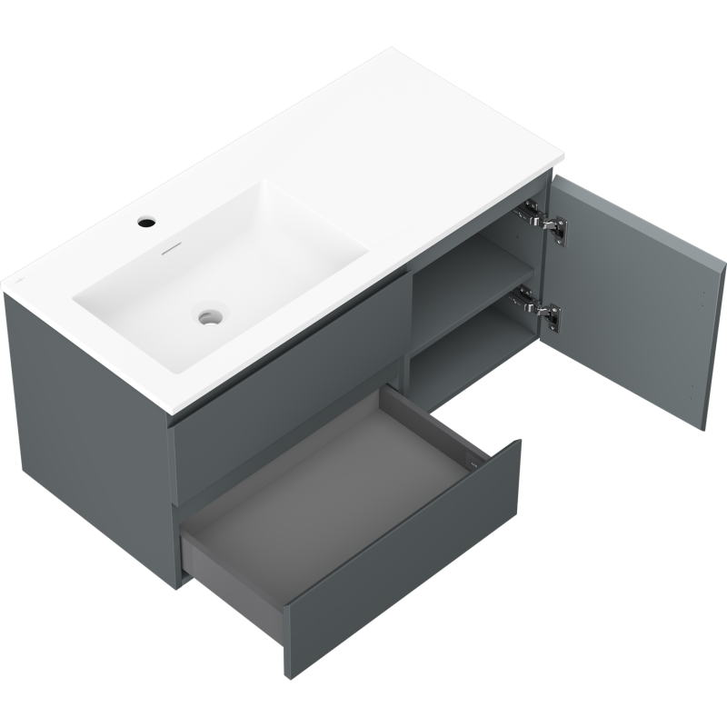 Servantskap med vask 100 cm Mexen Orio grafitt/hvit matt – 91A13-10047-3-BBFFF66-W18L01