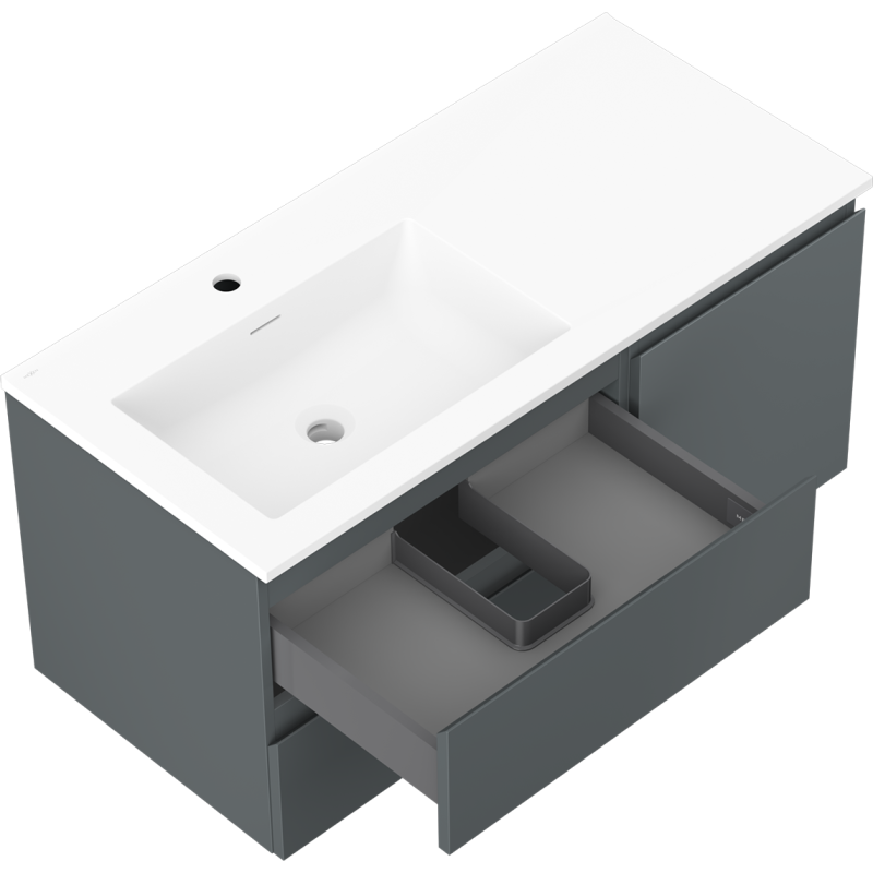 Servantskap med vask 100 cm Mexen Orio grafitt/hvit matt – 91A13-10047-3-BBFFF66-W18L01