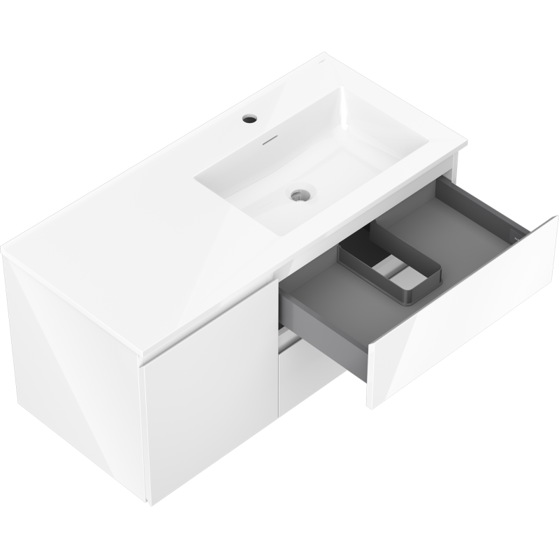 Servantskap med vask 100 cm hvit høyglans Mexen Orio Otis høyre – 91A13-10047-3-BBFFF00-W18P00