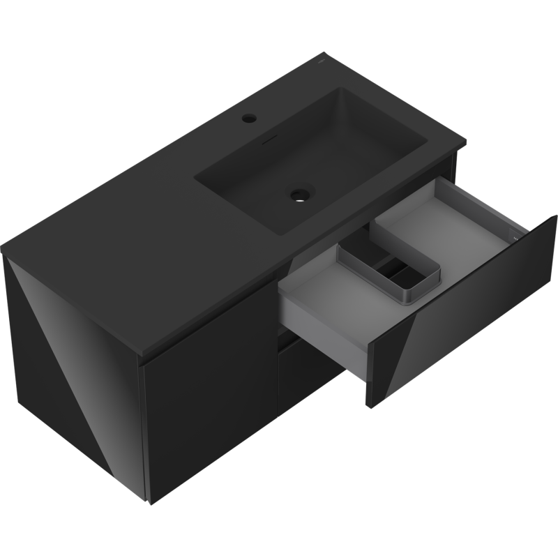 Servantskap med vask 100 cm Mexen Orio Otis svart høyglans/matt høyre – 91A13-10047-3-BBFFF70-W18P71