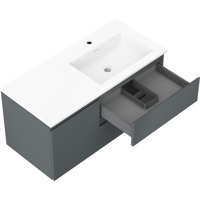 Servantskap med vask 100 cm Mexen Orio Otis grafitt/hvit matt høyre – 91A13-10047-3-BBFFF66-W18P01