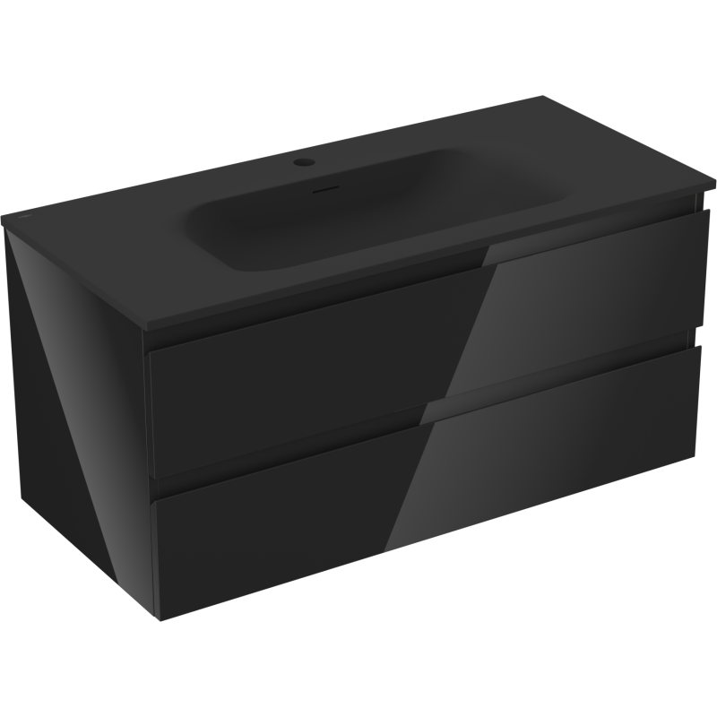 Servantskap med vask 100 cm, 2 skuffer, svart, Mexen Orio – 91A10-10047-2-BFF70-W23M71