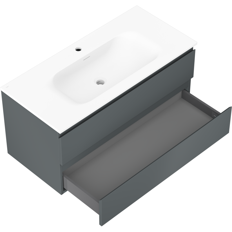 Servantskap med vask 100 cm, grafitt/hvit matt, Mexen Orio – 91A10-10047-2-BFF66-W23M01