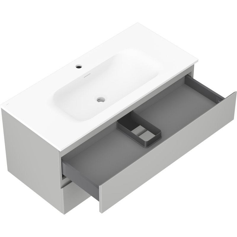 Servantskap med vask 100 cm grå matt/hvit matt, 2 skuffer Mexen Orio – 91A10-10047-2-BFF62-W23M01