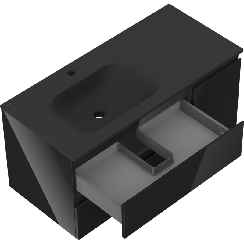 Servantskap med vask 100 cm svart høyglans/matt Mexen Orio – 91A13-10047-3-BBFFF70-W23L71