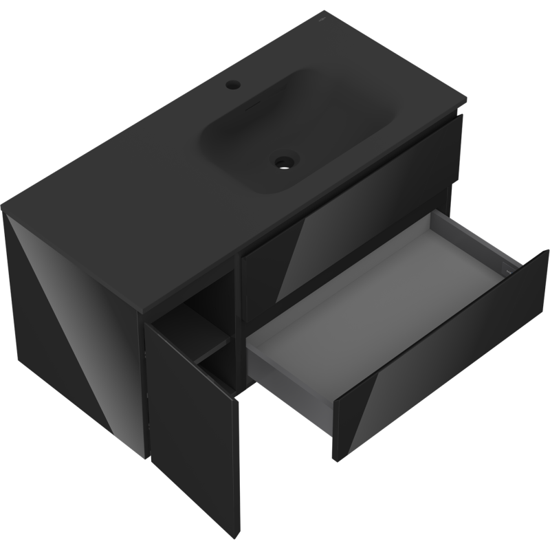 Servantskap med vask 100 cm svart høyglans/matt Mexen Orio – 91A13-10047-3-BBFFF70-W23P71