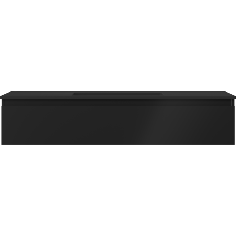 Servant med skap 120 cm svart matt, vegghengt Mexen Orio sett rett forfra med minimalistisk design.