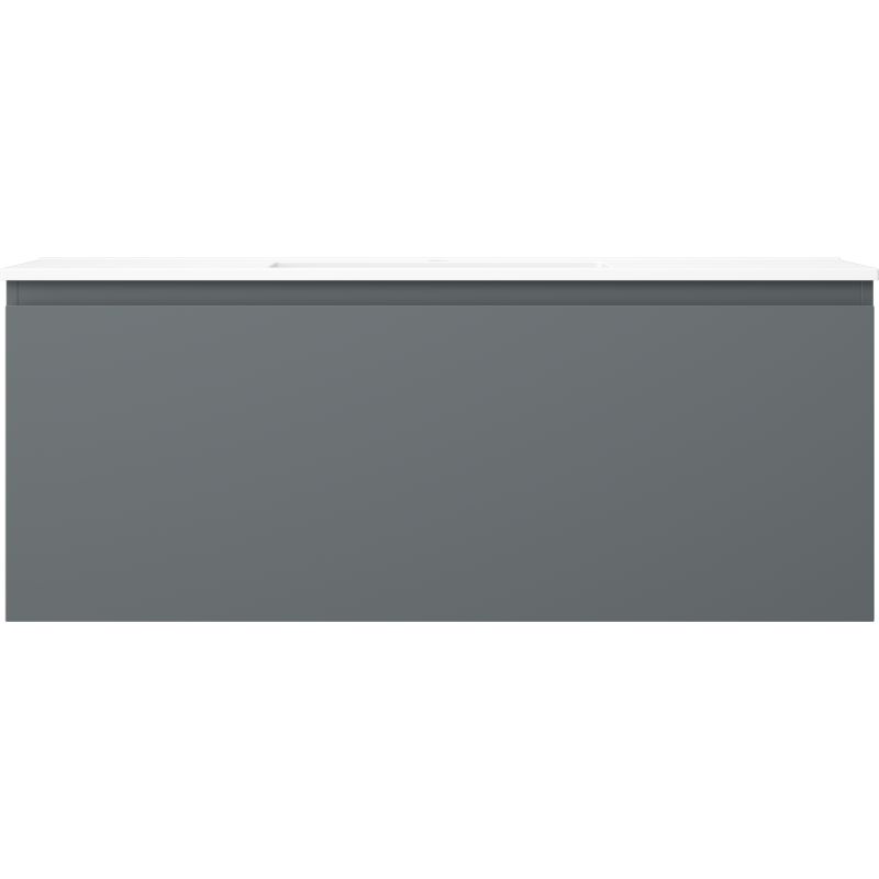 Servant med skap 120 cm Mexen Orio i grafitt matt med hvit topp, sett forfra uten håndtak.