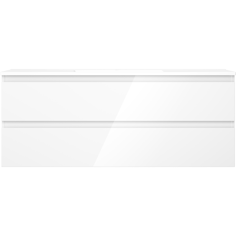 Servant med skap 120 cm hvit Mexen Orio/Otis med to skuffer sett forfra mot hvit bakgrunn.