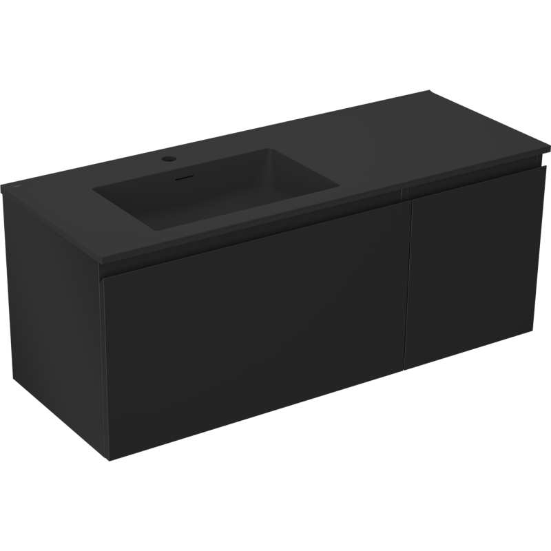 Servantskap med vask 120 cm svart matt Mexen Orio Otis venstre – 91A13-12047-3-BBFF71-W18L71