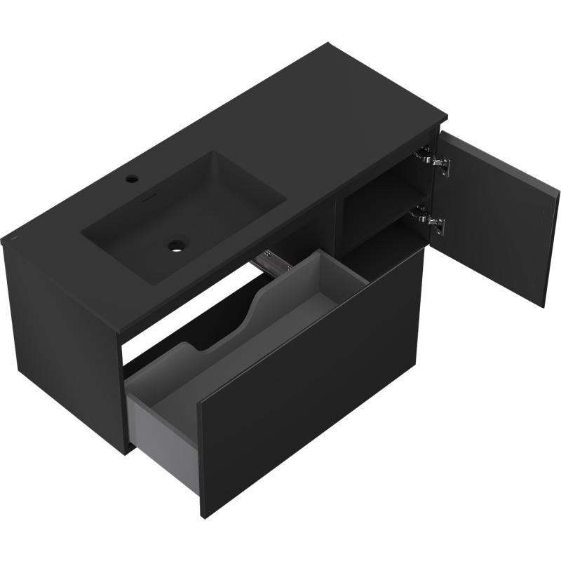 Servantskap med vask 120 cm svart matt Mexen Orio Otis venstre – 91A13-12047-3-BBFF71-W18L71