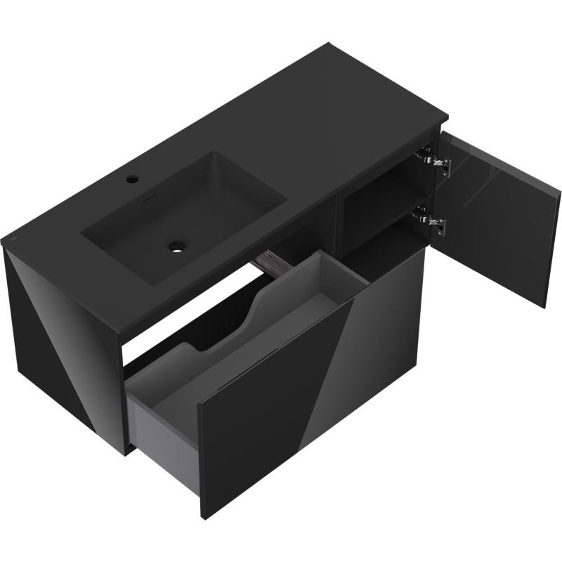 Servantskap med vask 120 cm svart Mexen Orio/Otis venstre – 91A13-12047-3-BBFF70-W18L71
