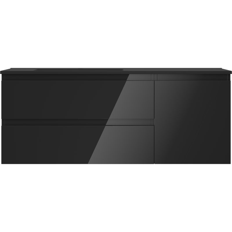 Servantskap med vask 120 cm svart høyglans/matt Mexen Orio – 91A13-12047-3-BBFFF70-W18L71