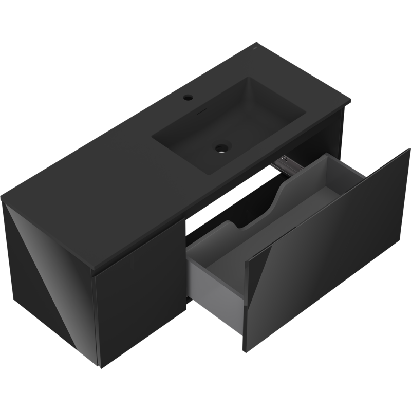 Servantskap med vask 120 cm svart høyglans/matt Mexen Orio – 91A13-12047-3-BBFF70-W18P71