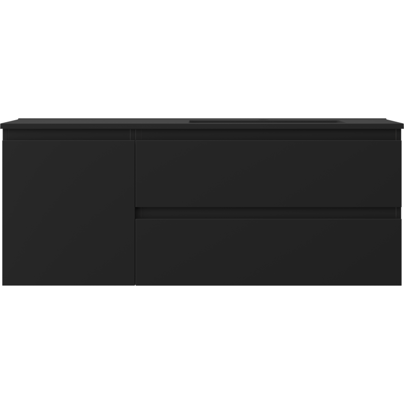 Servantskap med vask 120 cm, svart matt, 2 skuffer, Mexen Orio – 91A13-12047-3-BBFFF71-W18P71