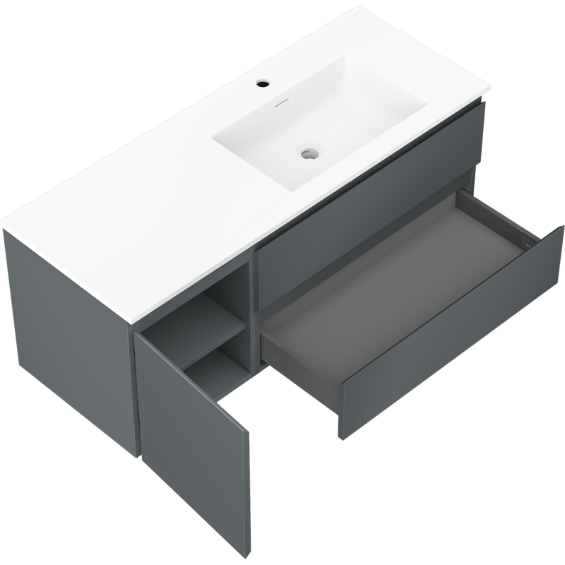 Servantskap med vask 120 cm Mexen Orio Otis grafitt/hvit matt høyre – 91A13-12047-3-BBFFF66-W18P01