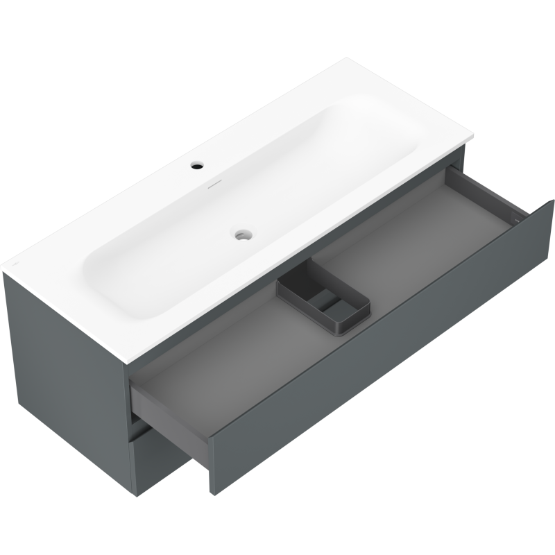 Servantskap med vask 120 cm, 2 skuffer grafitt matt Mexen Orio – 91A10-12047-2-BFF66-W23M01