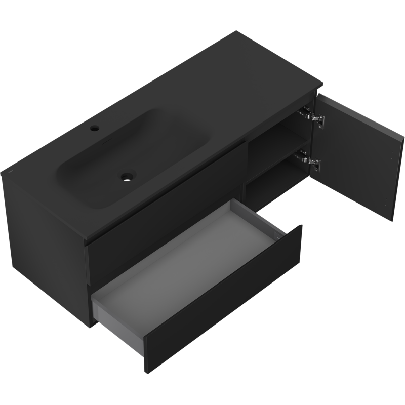 Servantskap med vask 120 cm svart matt Mexen Orio Vela venstre – 91A13-12047-3-BBFFF71-W23L71