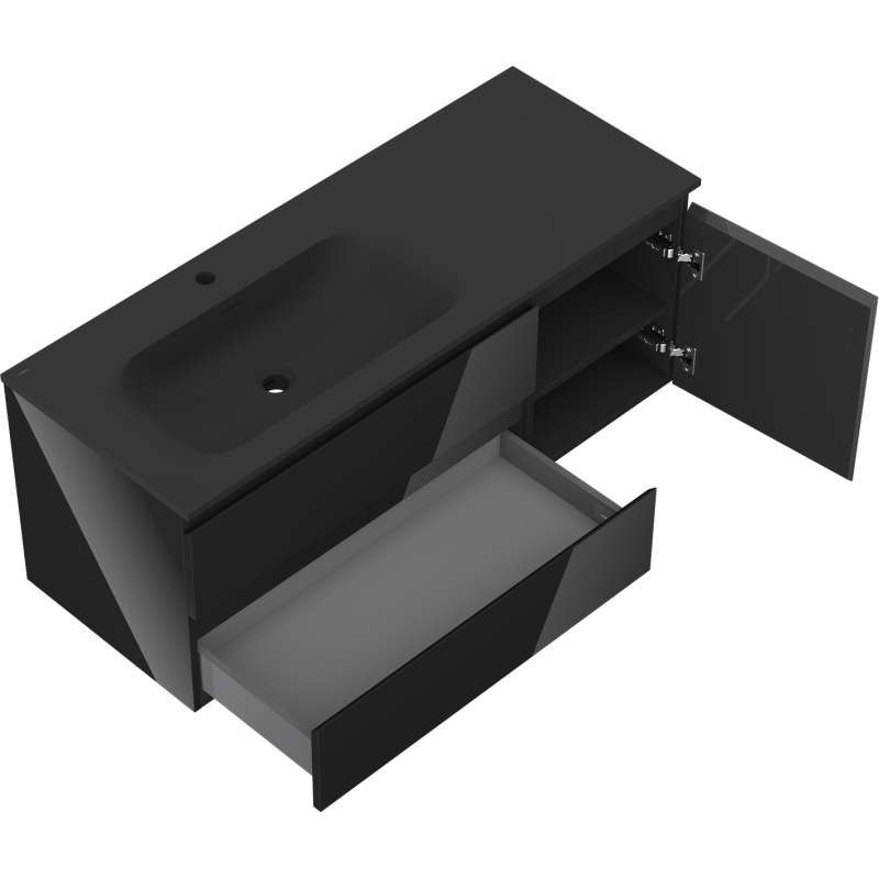 Servantskap med vask 120 cm svart Mexen Orio Vela venstre – 91A13-12047-3-BBFFF70-W23L71