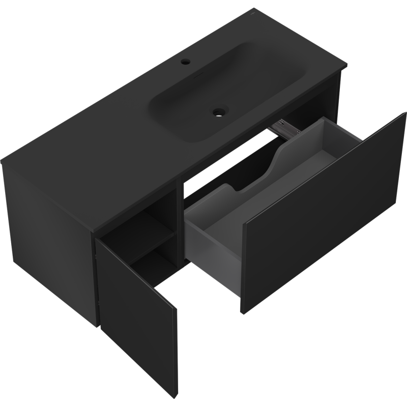 Servantskap med vask 120 cm svart matt Mexen Orio Vela høyre – 91A13-12047-3-BBFF71-W23P71