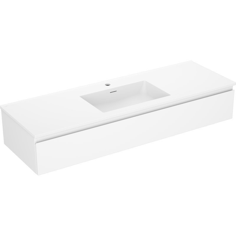 Servantskap med vask 140 cm Mexen Orio/Otis i hvit matt med firkantet servant og moderne design.