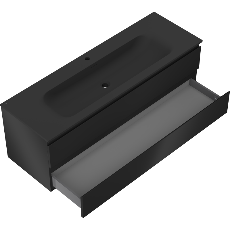 Servantskap med vask 140 cm svart matt, 2 skuffer Mexen Orio – 91A10-14047-2-BFF71-W23M71