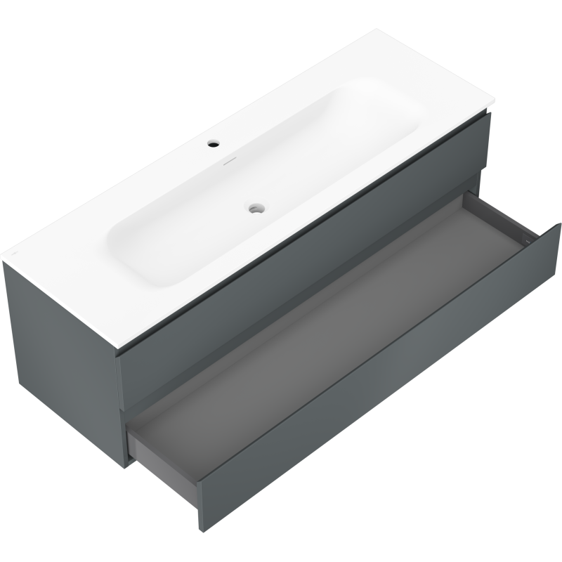 Servantskap med vask Mexen Orio 140 cm, 2 skuffer, grafitt/hvit – 91A10-14047-2-BFF66-W23M01