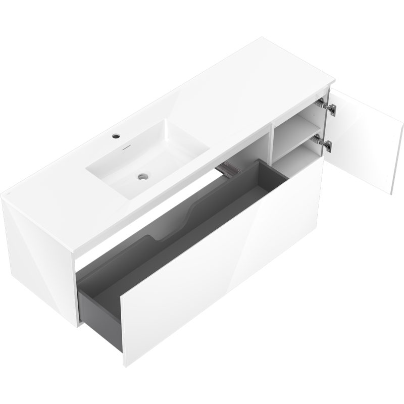 Servantskap med vask 160 cm hvit høyglans Mexen Orio – 91A13-16047-3-BBFF00-W18L00