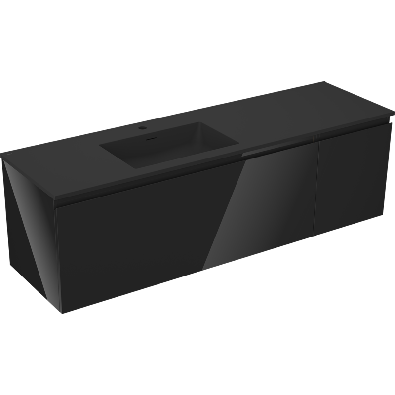 Servantskap med vask 160 cm Mexen Orio Otis svart høyglans/matt venstre – 91A13-16047-3-BBFF70-W18L71