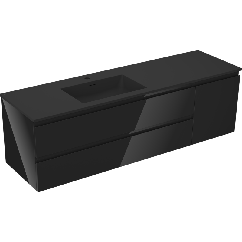 Servantskap med vask 160 cm svart høyglans/matt Mexen Orio – 91A13-16047-3-BBFFF70-W18L71