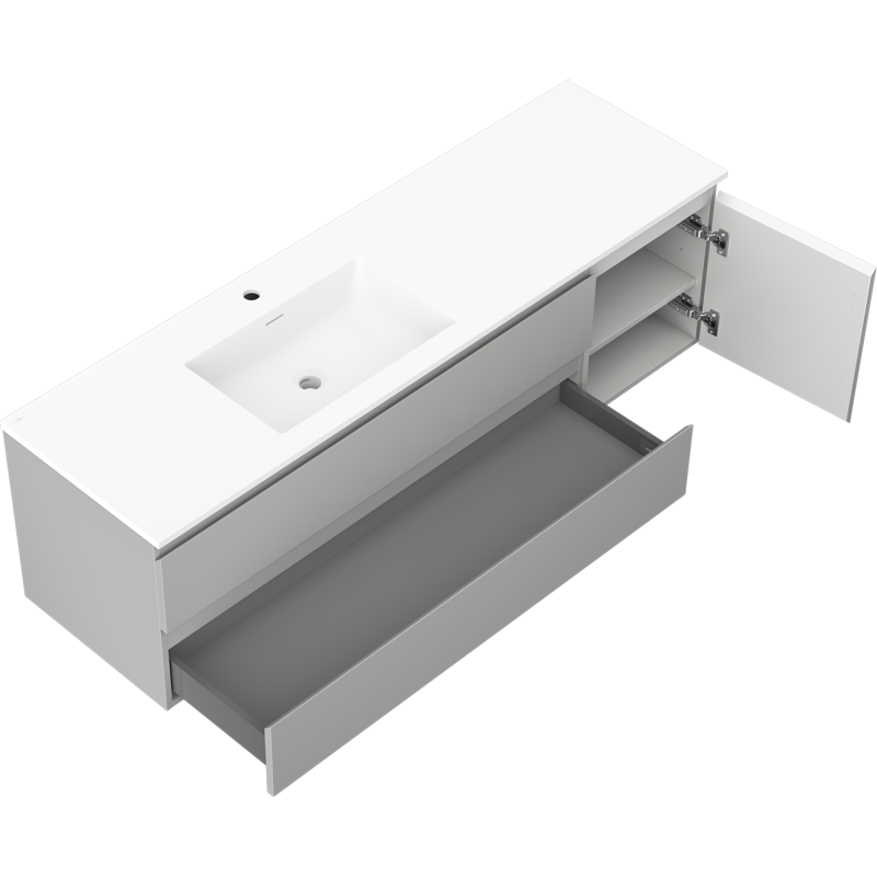 Servantskap med vask 160 cm grå/matt hvit Mexen Orio Otis venstre – 91A13-16047-3-BBFFF62-W18L01