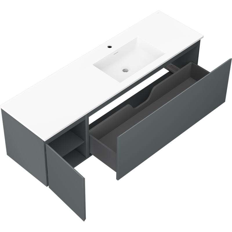 Servantskap med vask 160 cm grafitt/hvit matt Mexen Orio – 91A13-16047-3-BBFF66-W18P01