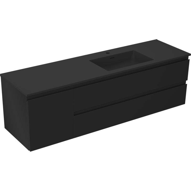 Servantskap med vask 160 cm svart matt Mexen Orio Otis høyre – 91A13-16047-3-BBFFF71-W18P71