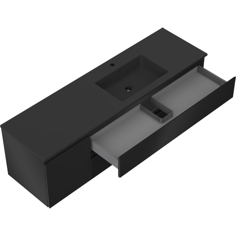Servantskap med vask 160 cm svart matt Mexen Orio Otis høyre – 91A13-16047-3-BBFFF71-W18P71