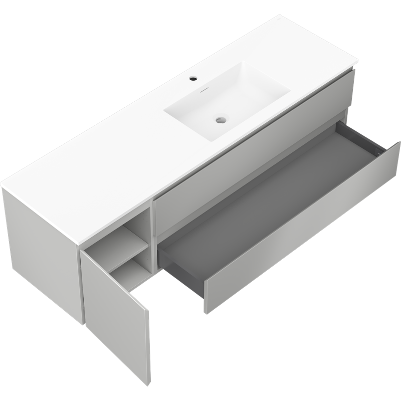 Servantskap med vask 160 cm grå matt/hvit matt Mexen Orio – 91A13-16047-3-BBFFF62-W18P01