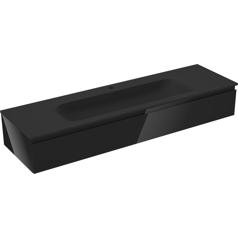 Servantskap med vask 160 cm Mexen Orio i matt svart med integrert vask og moderne design.