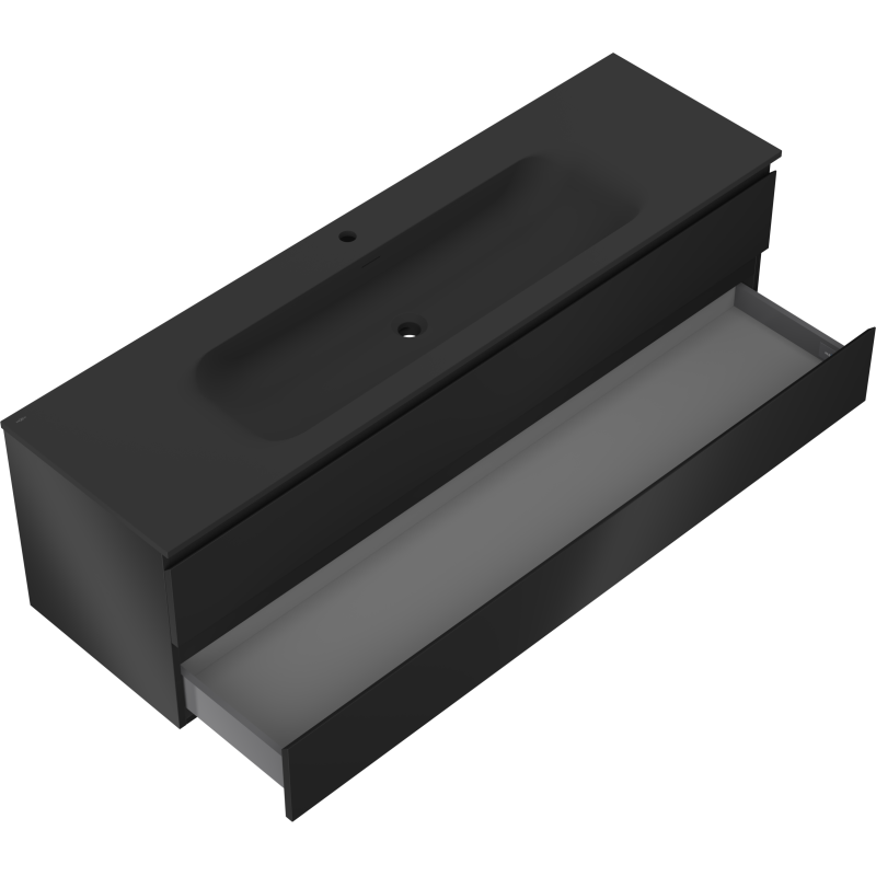 Servantskap med vask 160 cm svart matt, 2 skuffer Mexen Orio – 91A10-16047-2-BFF71-W23M71