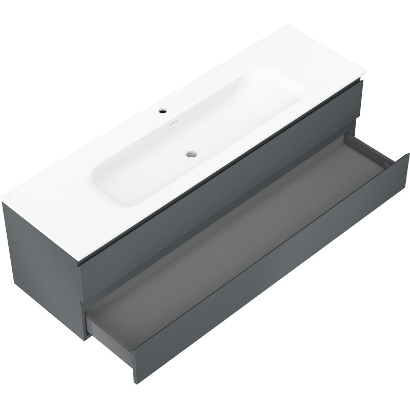 Servantskap med vask 160 cm grafitt/hvit matt, 2 skuffer Mexen Orio – 91A10-16047-2-BFF66-W23M01