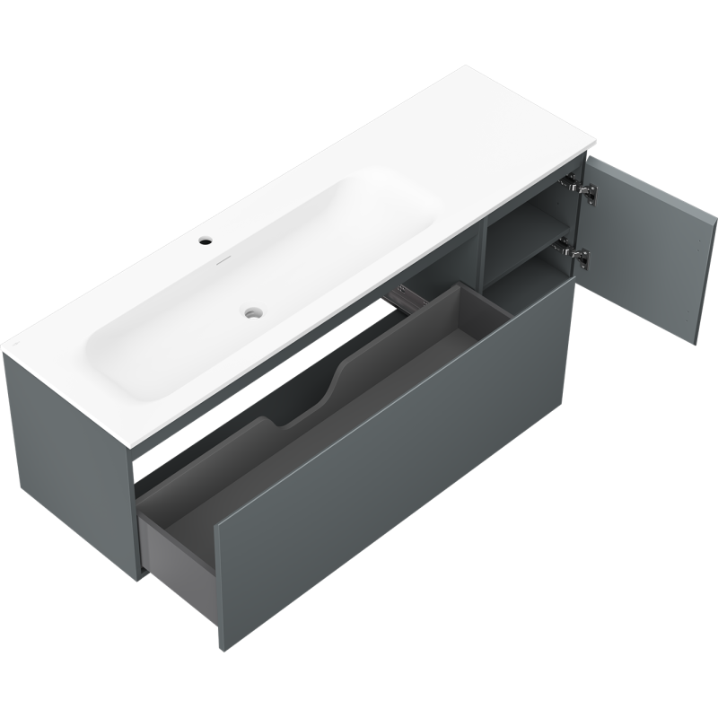 Servantskap med vask 160 cm Mexen Orio grafitt matt/hvit matt – 91A13-16047-3-BBFF66-W23L01