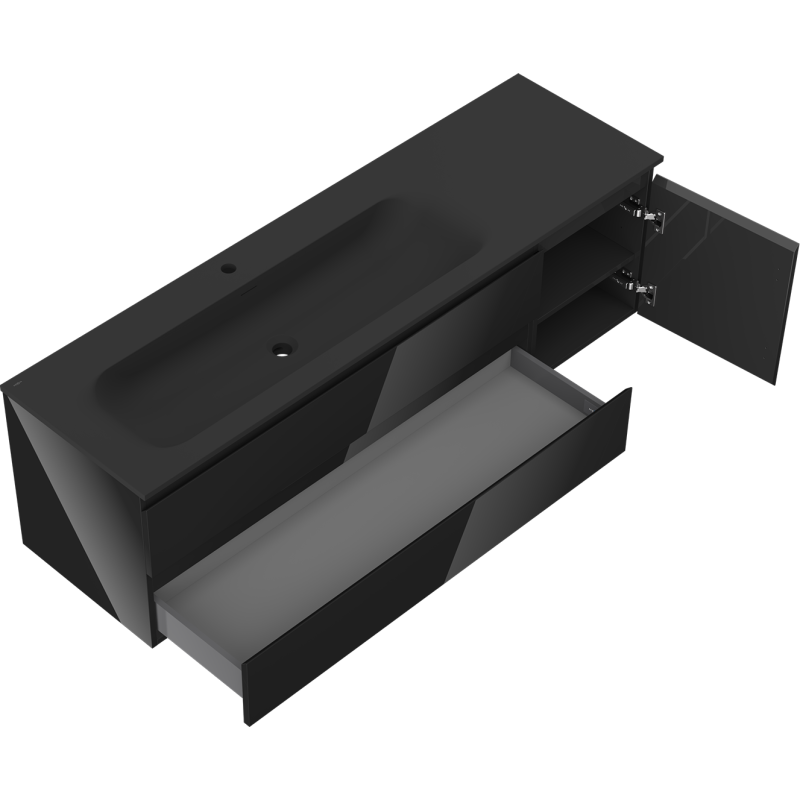 Servantskap med vask 160 cm Mexen Orio Vela svart venstre – 91A13-16047-3-BBFFF70-W23L71