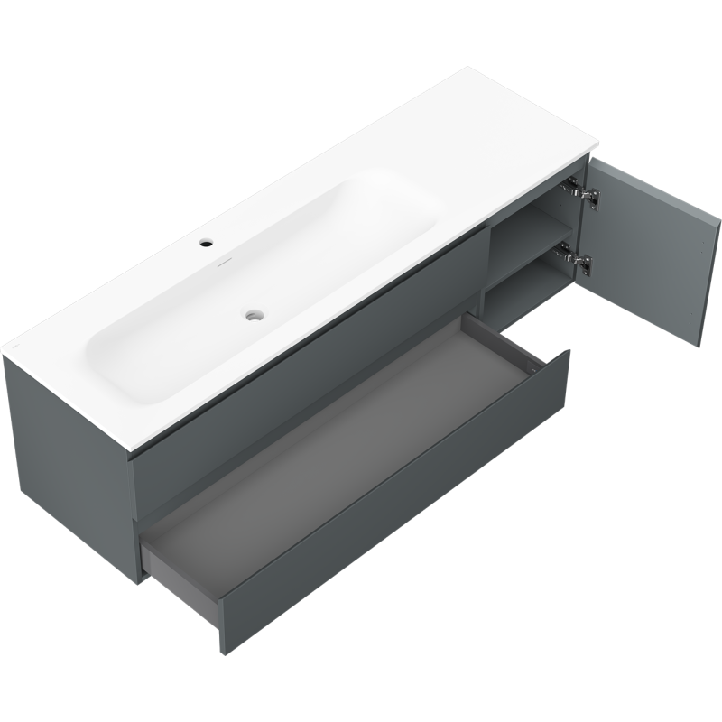 Servantskap med vask 160 cm Mexen Orio Vela grafitt/hvit matt venstre – 91A13-16047-3-BBFFF66-W23L01